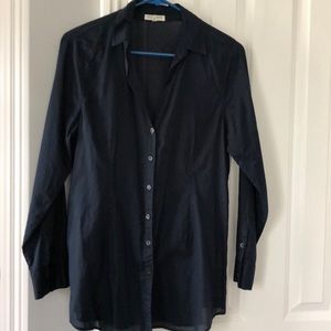 Eileen Fisher Organic Cotton Blouse Navy Blue